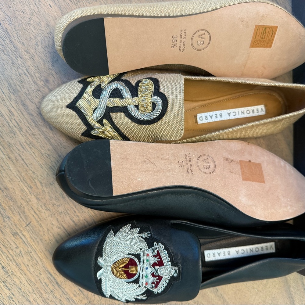 Veronica Beard  Black and Tan Embroidered Loafers NEW 1 Box original - Picture 5 of 10